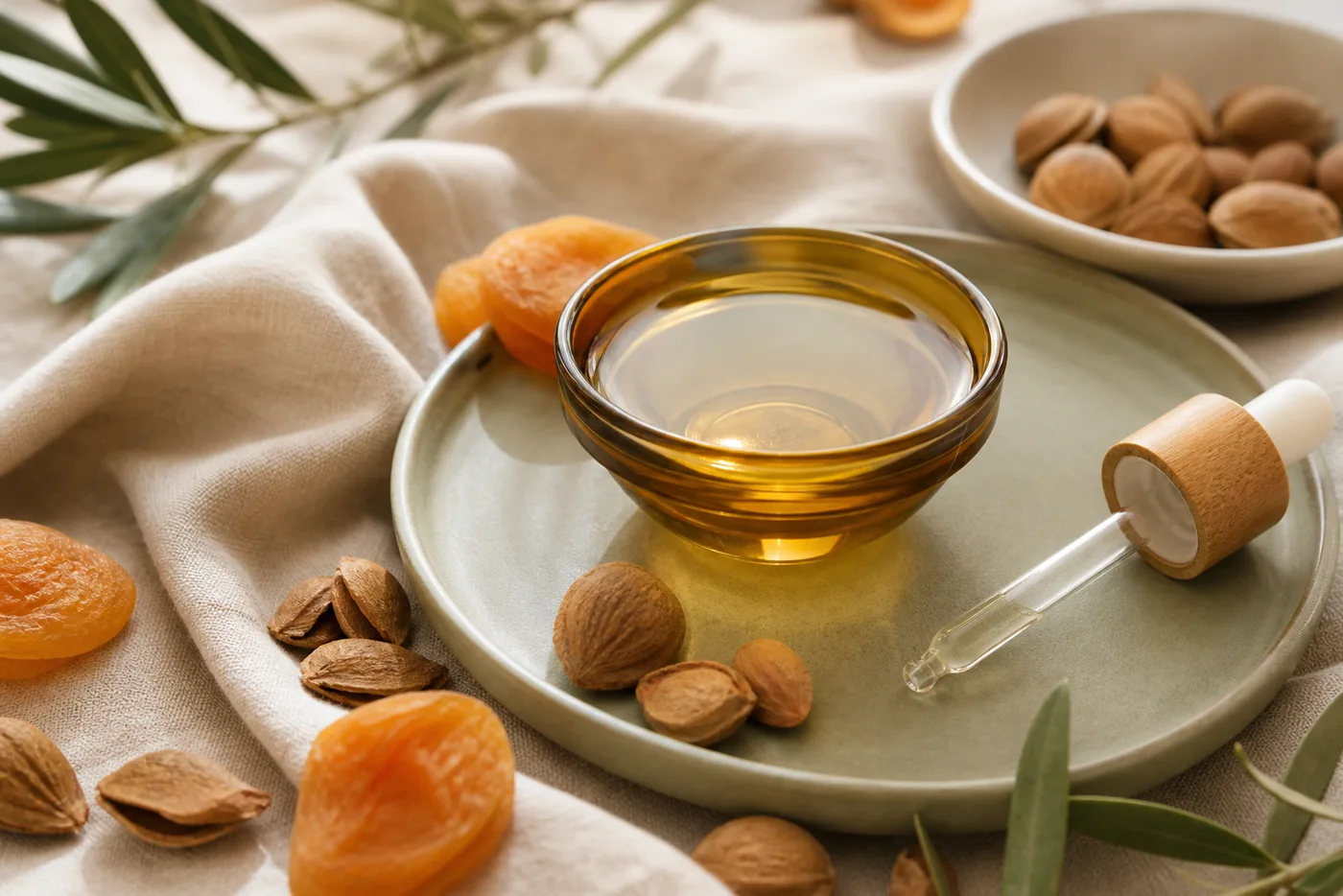 Apricot kernel oil and apricot kernels for beauty rituals