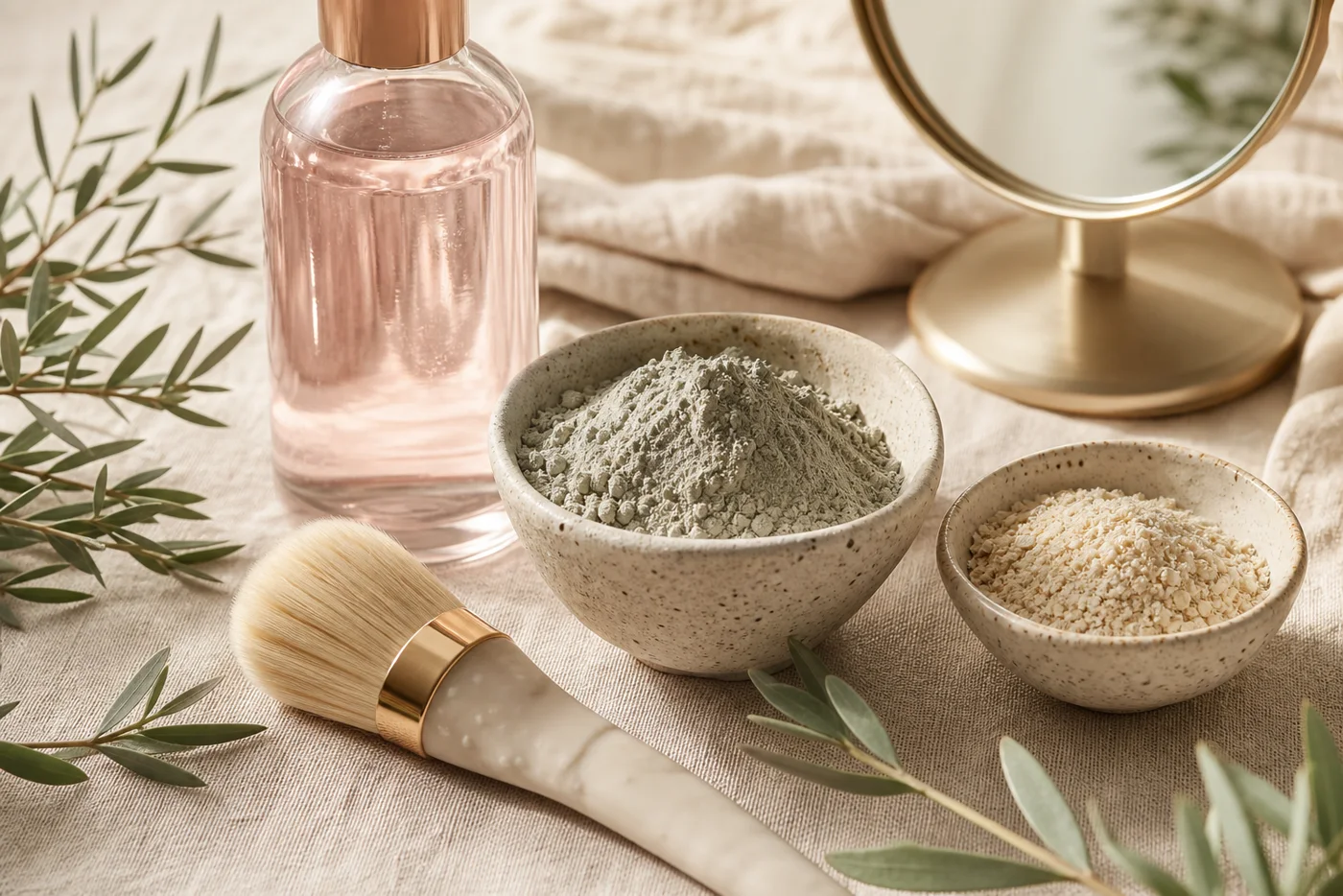 Clay, oat flour and rose water for a gentle large pores face mask guide
