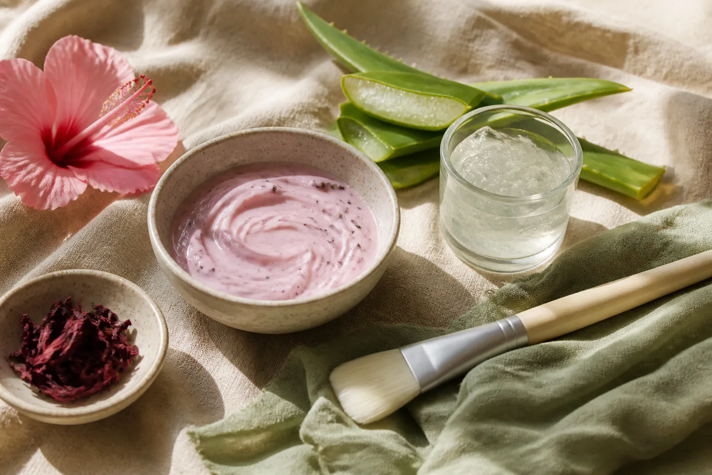 Hibiscus and Aloe Cooling Face Mask still life
