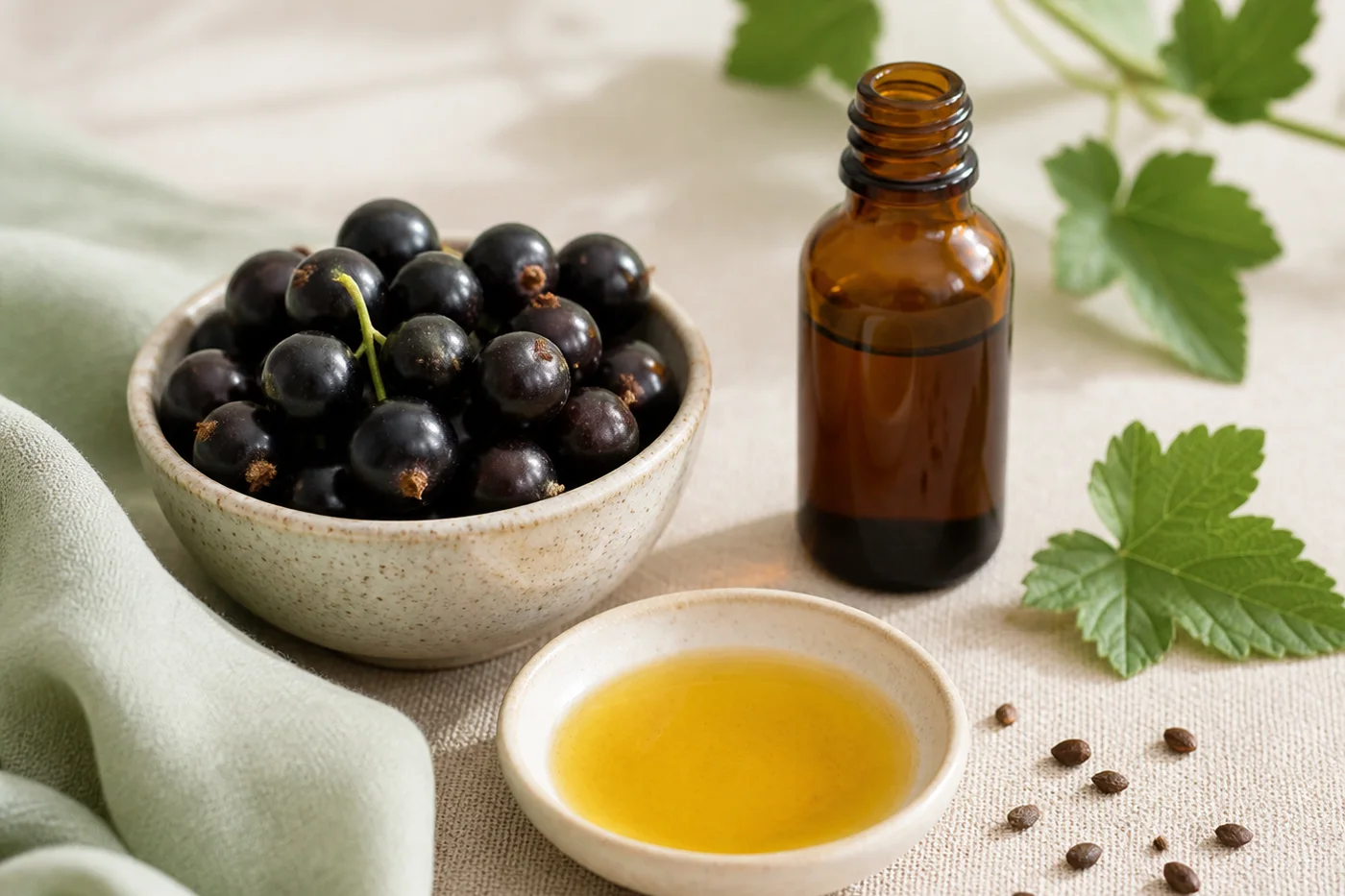 Black currants and black currant seed oil for beauty rituals