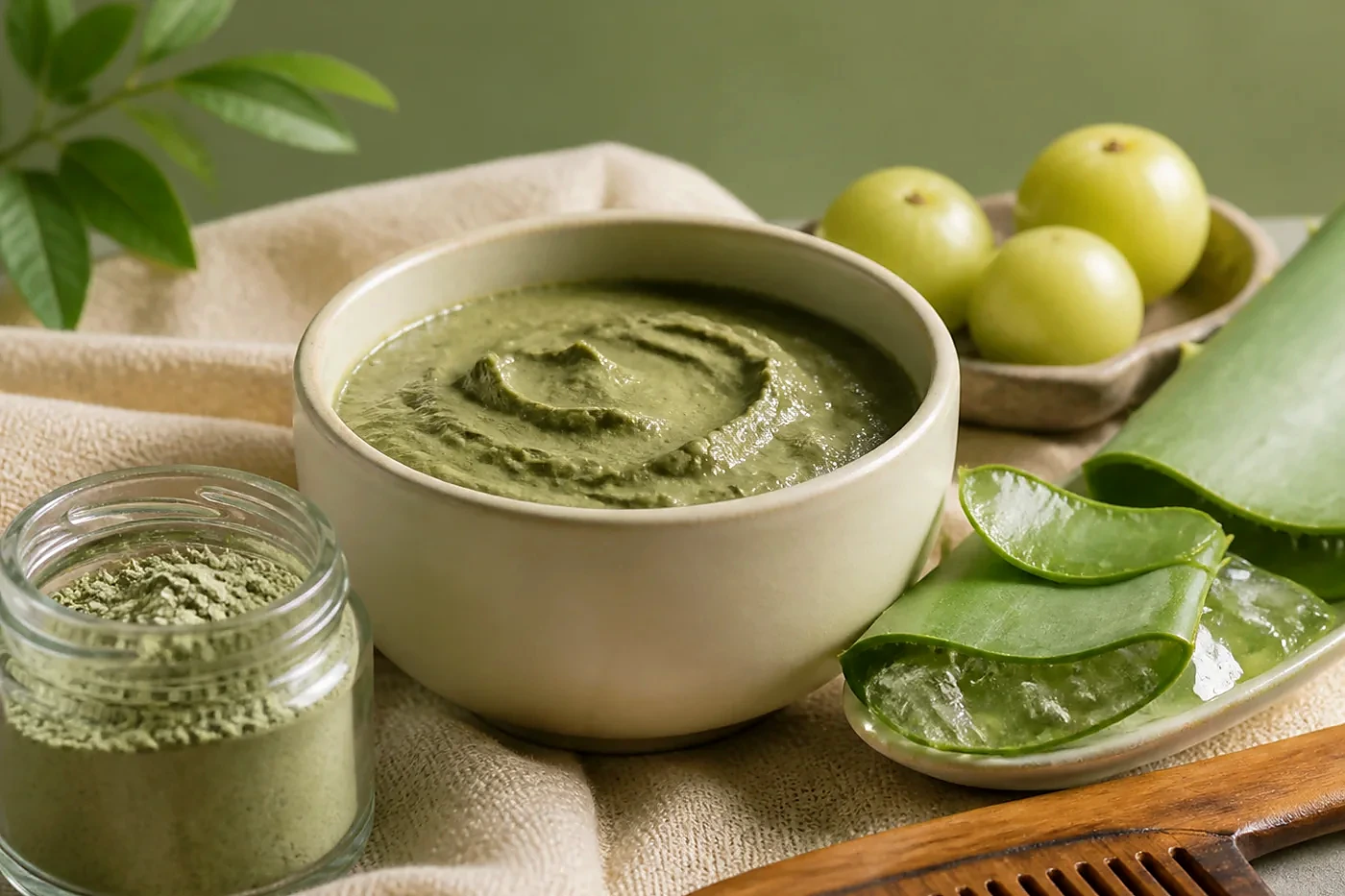 Moringa coconut soft pre wash hair cream in a glass bowl