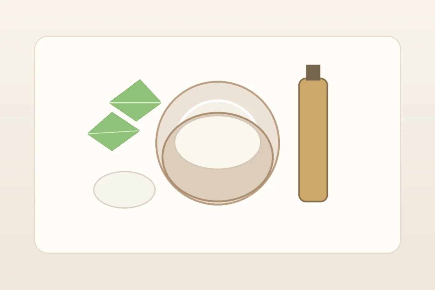 Rice flour jojoba body polish in a small ceramic bowl with aloe gel and beige towel, no people.