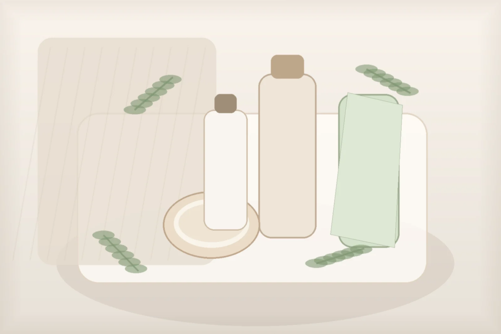Unlabelled gentle skincare bottles and cream for an azelaic acid routine after 40
