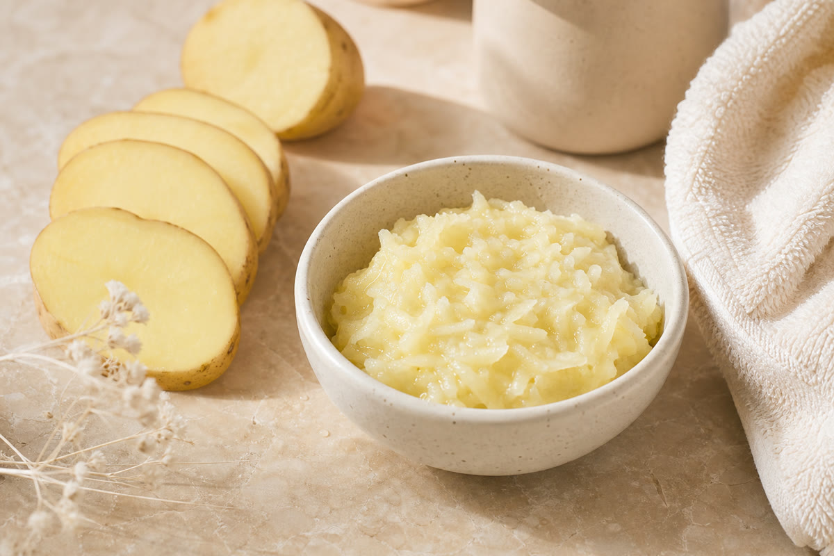 Potato and yogurt comfort face mask for dry mature skin